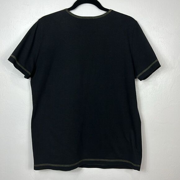 Cite Black Leopard Jungle Print Short Sleeve Crew Neck T-shirt Size M - Picture 2 of 5